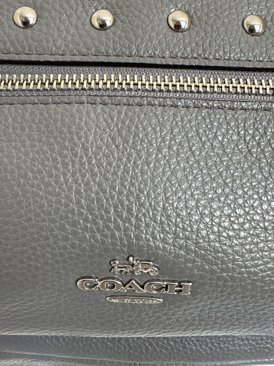 Coach pebbled leather backpack in charcoal gray with silver hardware